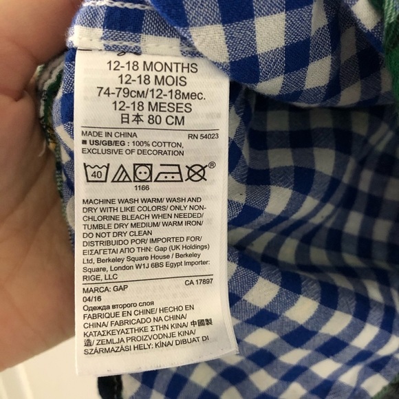 Gap Long Sleeve Plaid Shirt Size 12-18 Months - Picture 6 of 8